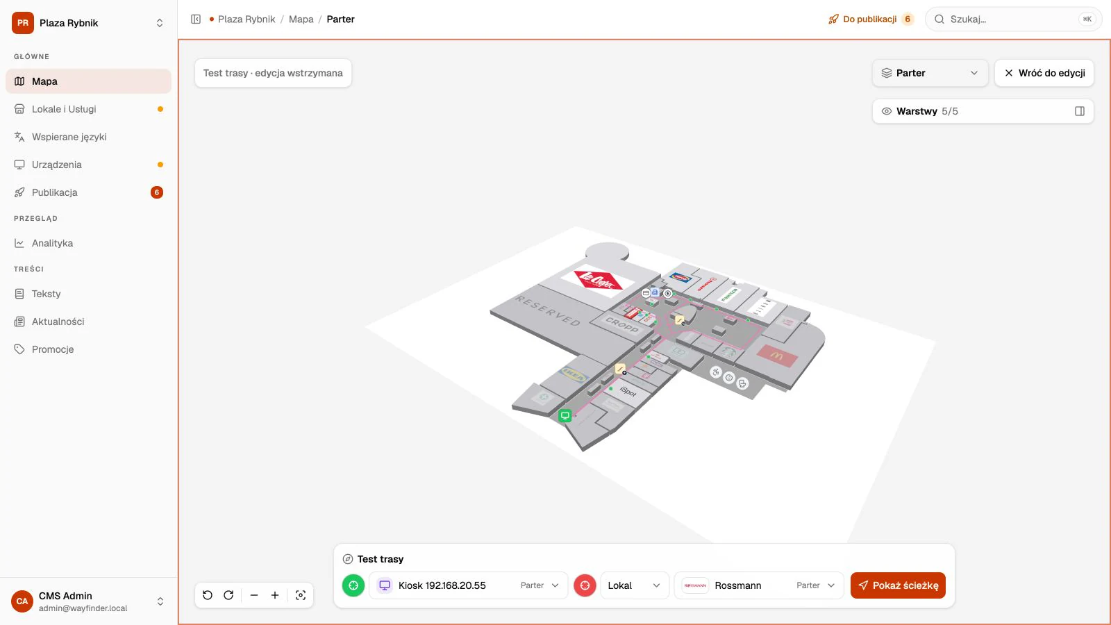 Wayfinder: Edytor map i tras.